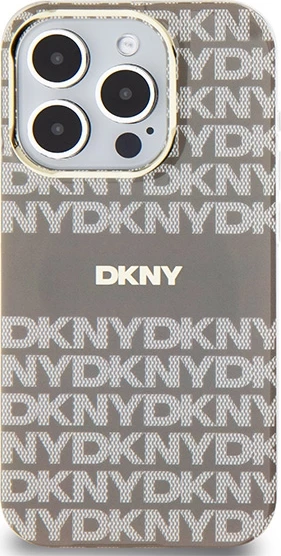Mbështjellës DKNY IML Mono & Stripe MagSafe për iPhone 15 Pro Max, bezhë