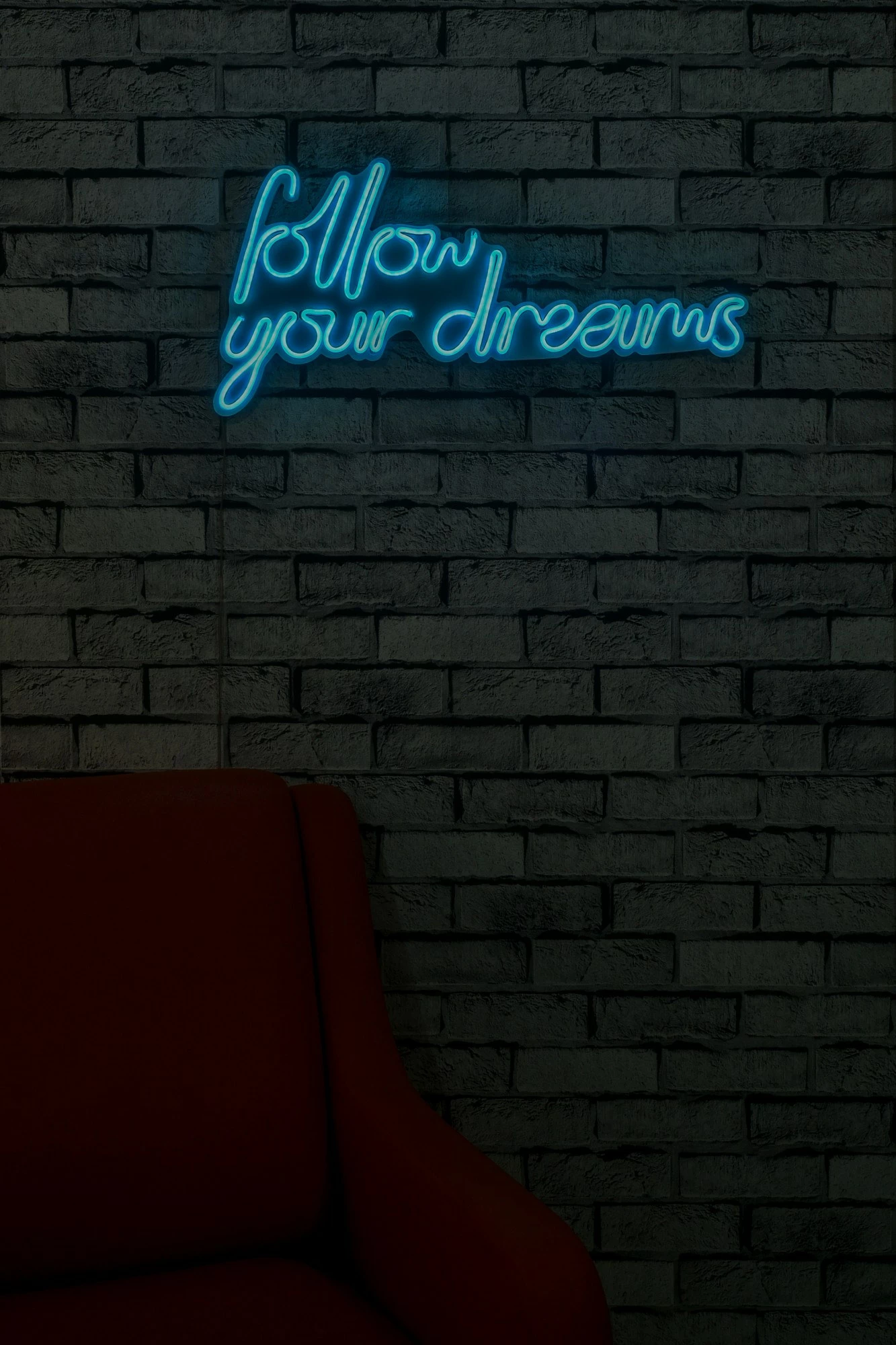 Dekor ndriçues plastik LED, 'Follow Your Dreams', ngjyrë e kaltër
