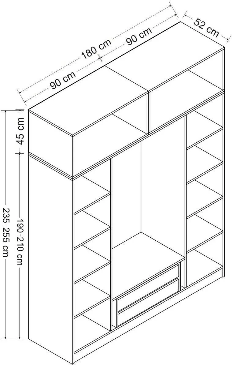 Dollap për dhomë gjumi, ngjyrë antracit, Skye Decor, 5146