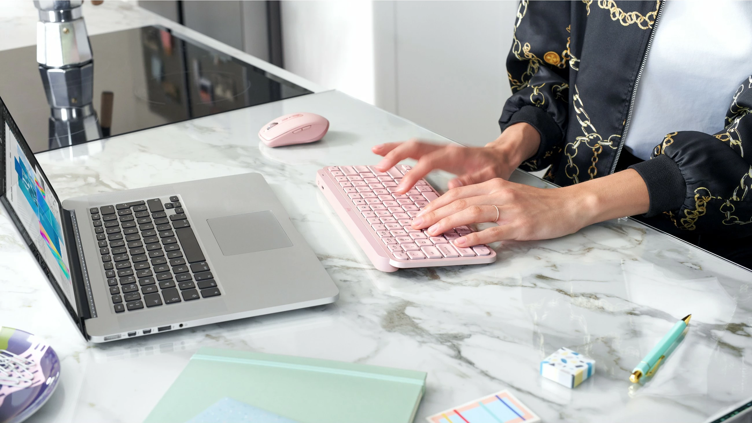 Tastierë wireless Logitech MX Keys Mini, ndriçim, rozë