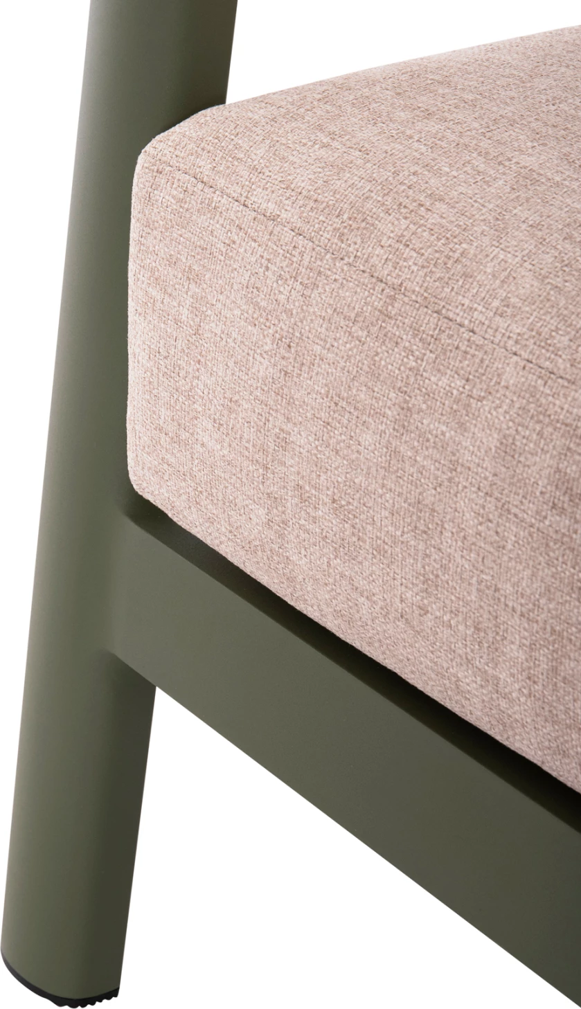 Set salloni për jashtë 4 pjesë ELARA FH6195.06 alumini i gjelbër-bezhë olefin-dru tik