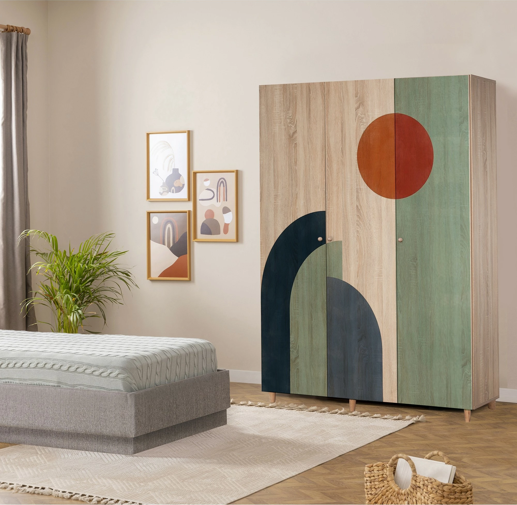 Dollap Lena 3, ngjyrë sonomo, Skye Decor, 135x192x52cm