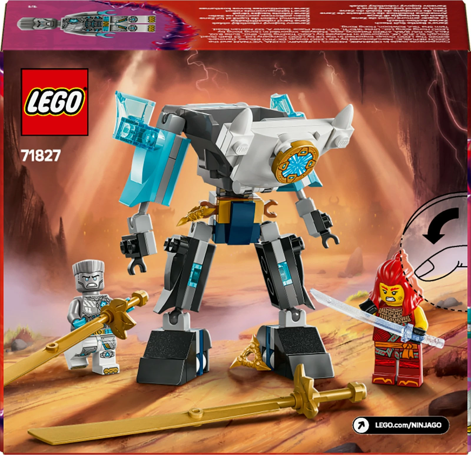 Set ndërtimi LEGO Ninjago 71827, Zane’s Battle Suit Mech, 92 pjesë, multikolor