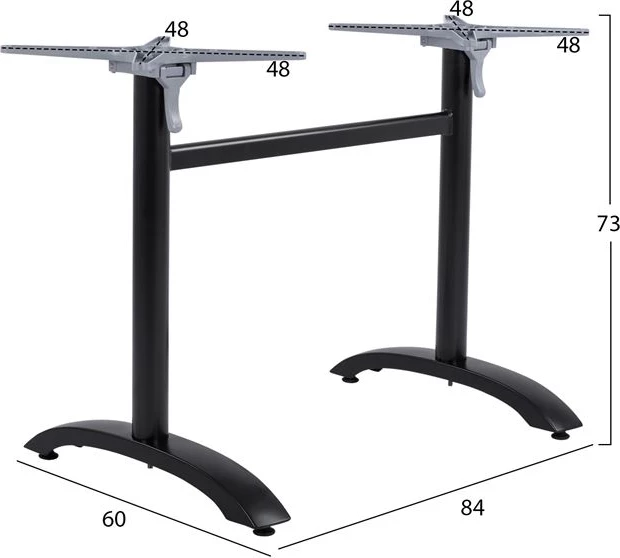 Baza alumini për tavolinë, dy kolona, FH468.01, ngjyrë e zezë matte, 84x60x73-93cm