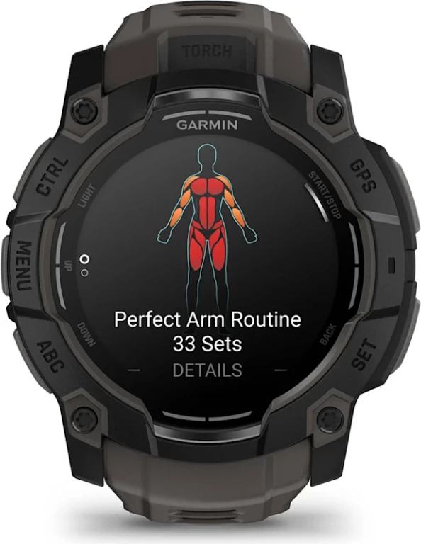 Smartwatch Garmin Instinct® 3 AMOLED, Black with Charcoal Silicone Strap, 50 mm