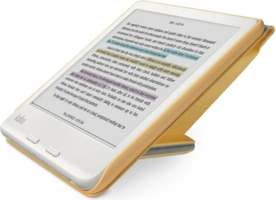 Mbështjellës e-reader Kobo SleepCover Libra N428-AC-YL-E-PU, palosje-stand, auto sleep/wake, për Kobo Libra, 195x155x20 mm, e verdhë