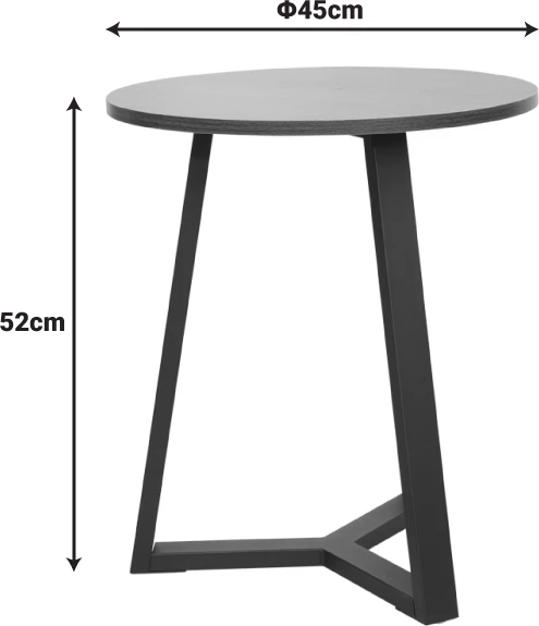 Tavolinë anësore Trepolo, ngjyrë arre dhe metal i zi, D45x52cm