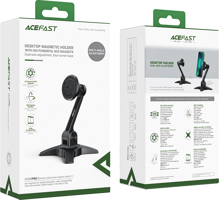 Mbështjellës magnetik Acefast E11 për celular, i zi