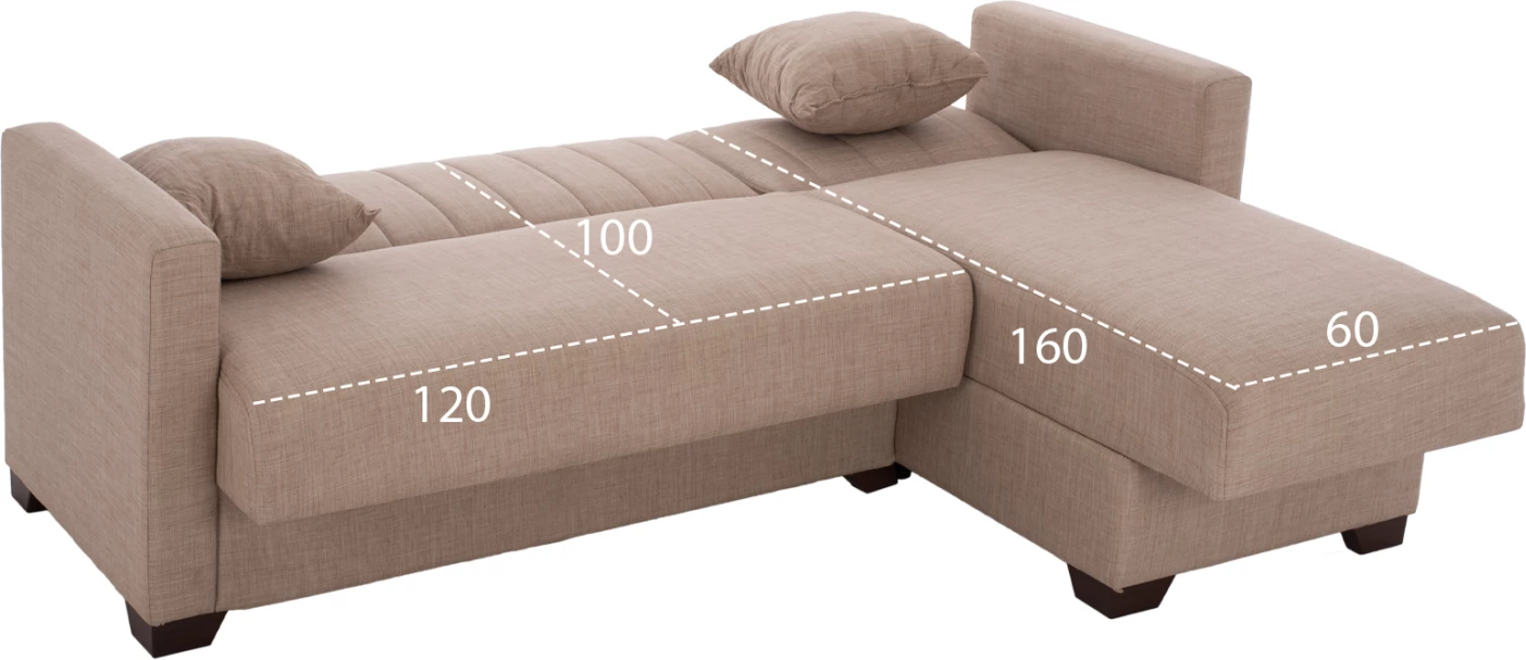 Divan qoshe, shtrat, i kthyeshëm, FH3244.04, 200x133x77 cm, bezhë