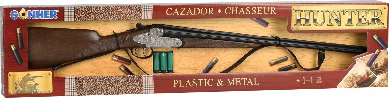 Pushkë lodër Pulio Gonher 155111/0, plastikë dhe metal, me 3 nabojë, e zezë/argjend/druri