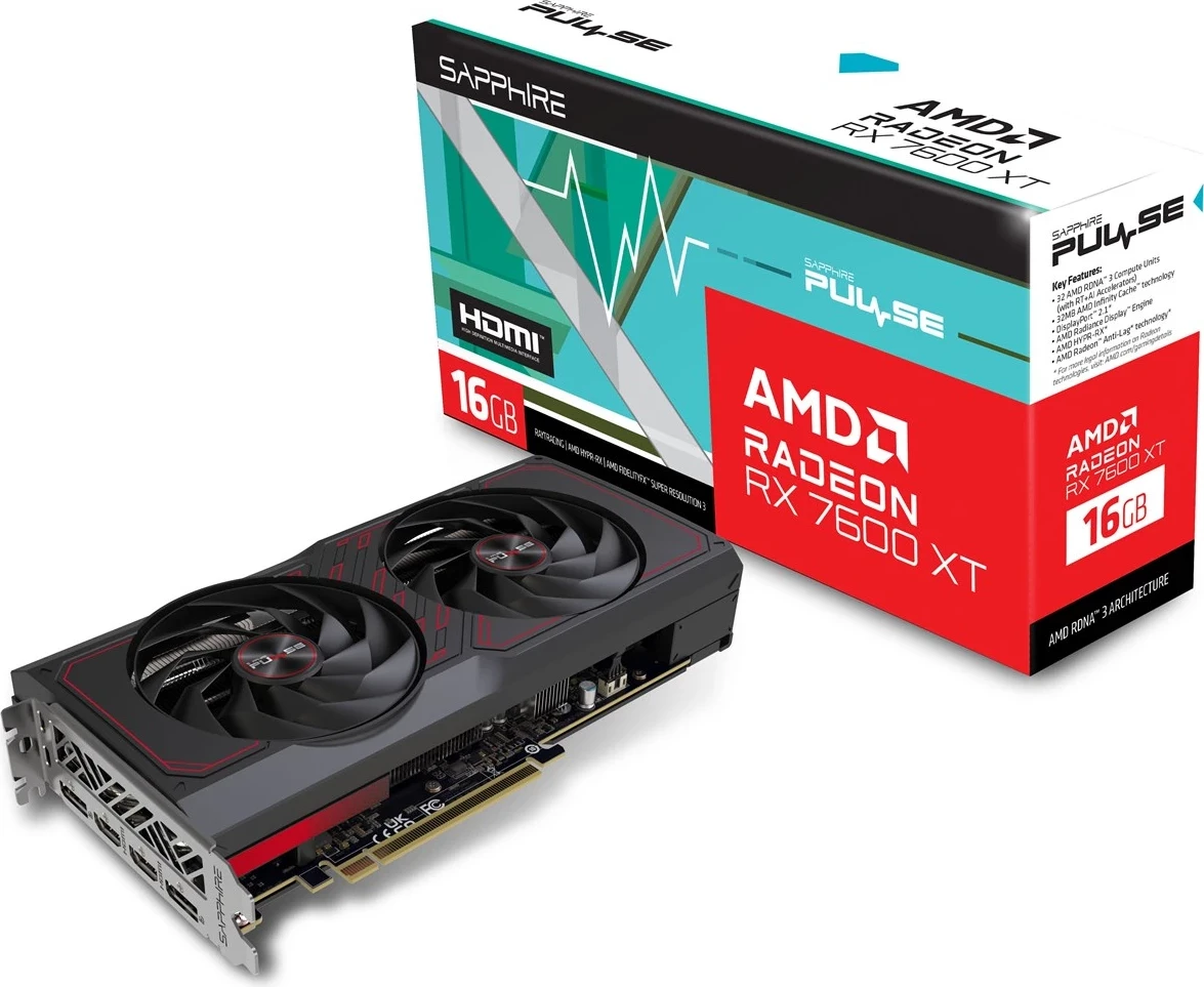 Kartë Grafike Sapphire PULSE Radeon RX 7600 XT, AMD 16 GB GDDR6