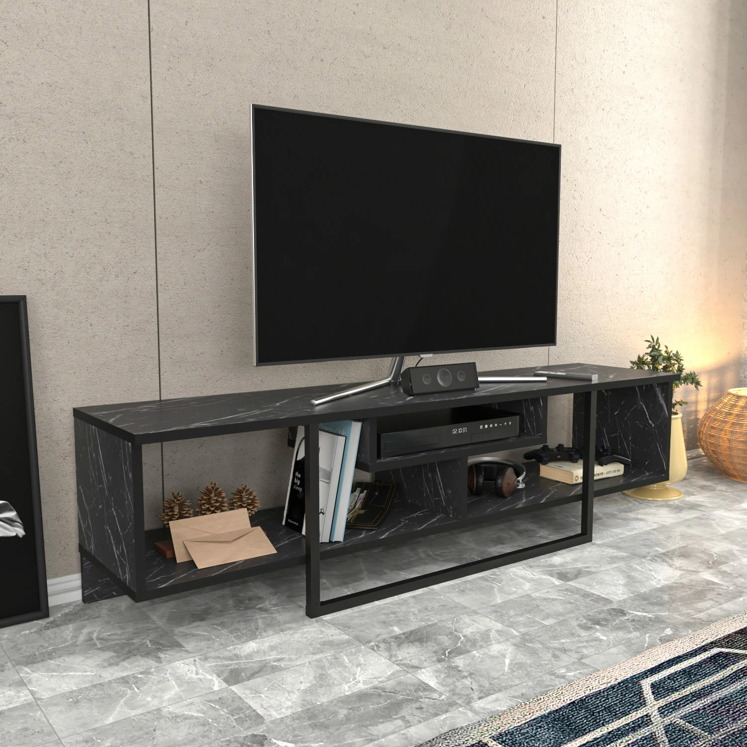 Komodinë TV Hanah Home, Asal 150, e zezë