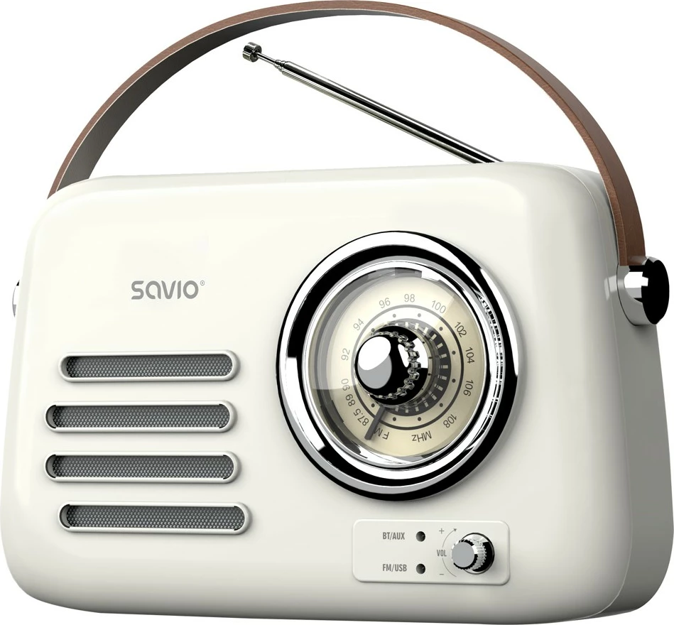 Radio portative Savio RS-02, Bluetooth 5.3, USB-C, e bardhë