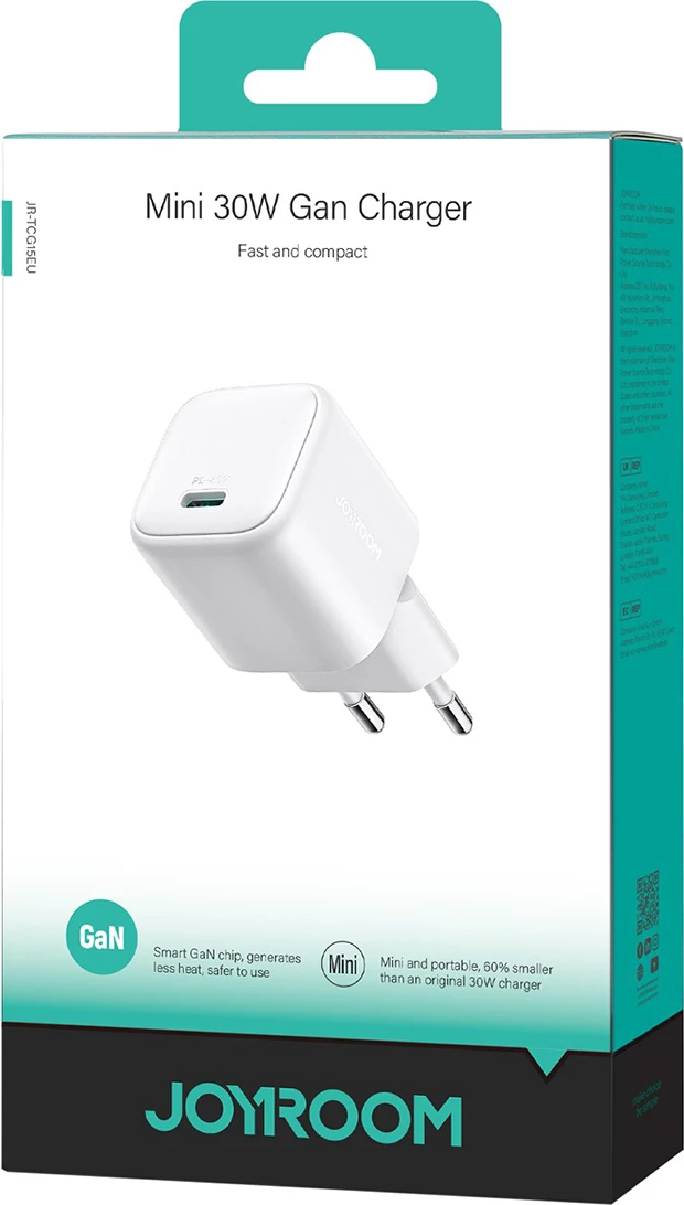 Karikues muri Joyroom JR-TCG15, 30W, GaN, USB-C, Bardhë