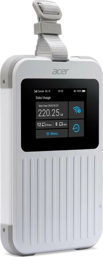 Router portabil Acer Connect Enduro M6E 5G, Wi-Fi 6E, ekran me prekje, bateri 8000mAh, i bardhë