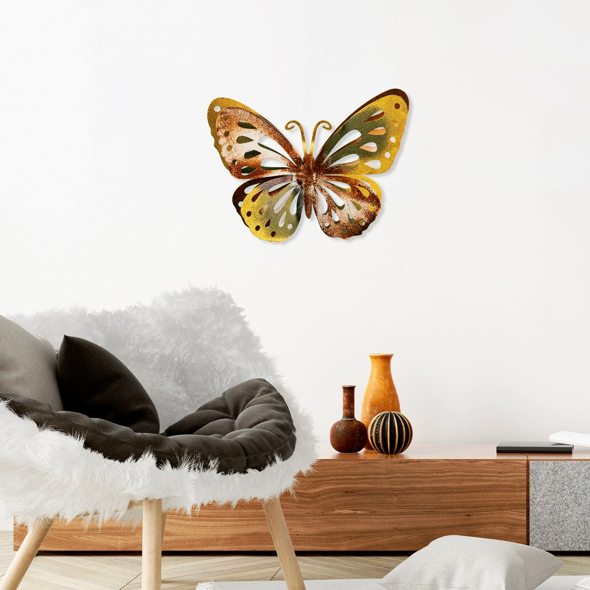 Aksesor dekorativ metalik për mur, flutur, Wallity, Farfalla 3