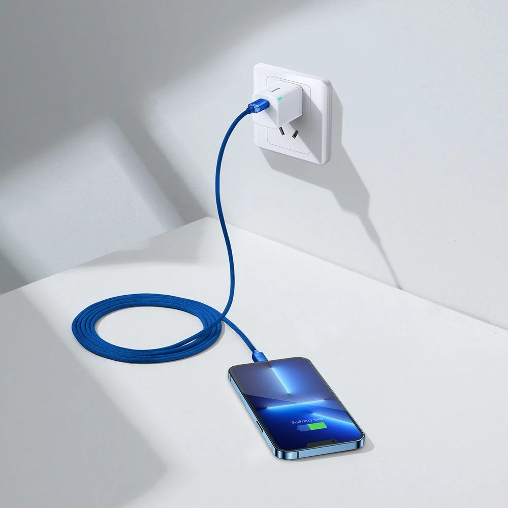 Kabel USB-C në Lightning Baseus Crystal Shine Series BSU3021BLU 2 m PD 20W, kaltër