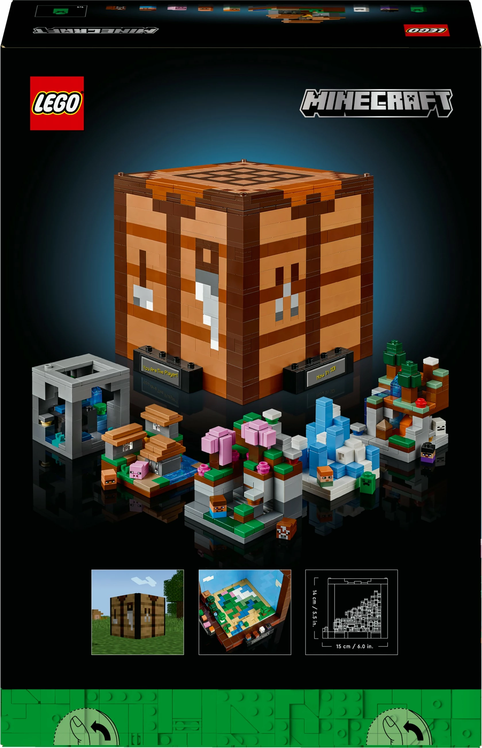 Set ndërtimi LEGO Minecraft 21265, The Crafting Table, 1195 pjesë, multikolor