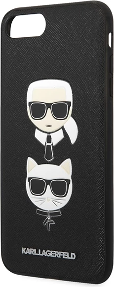 Mbështjellës Karl Lagerfeld Saffiano Karl&Choupette Head për iPhone 7 Plus / iPhone 8 Plus, e zezë
