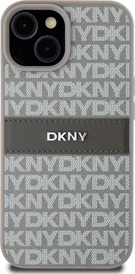 Mbështjellës DKNY Mono Stripe & Metal Logo për iPhone 15/14/13, 6.1", Bezhe