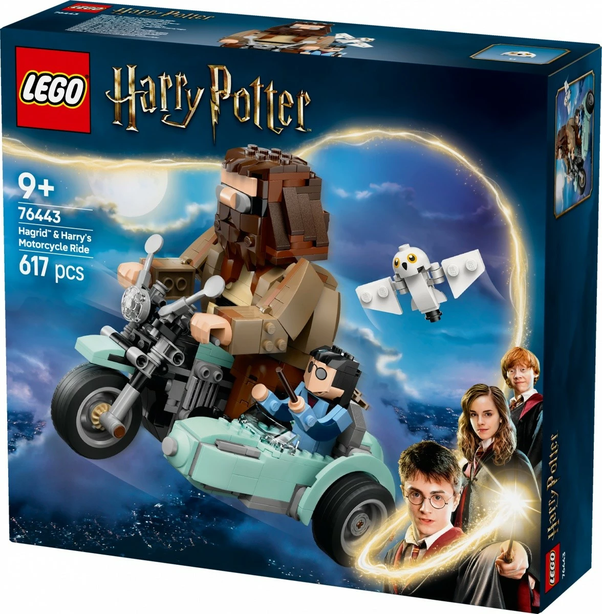 Set LEGO Harry Potter 76443, Motoçikletë me anësore Hagrid & Harry, 617 pjesë, plastikë