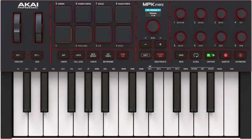 Kontrollues MIDI AKAI MPK Mini MK4, 25 taste, 8 pads, i zi