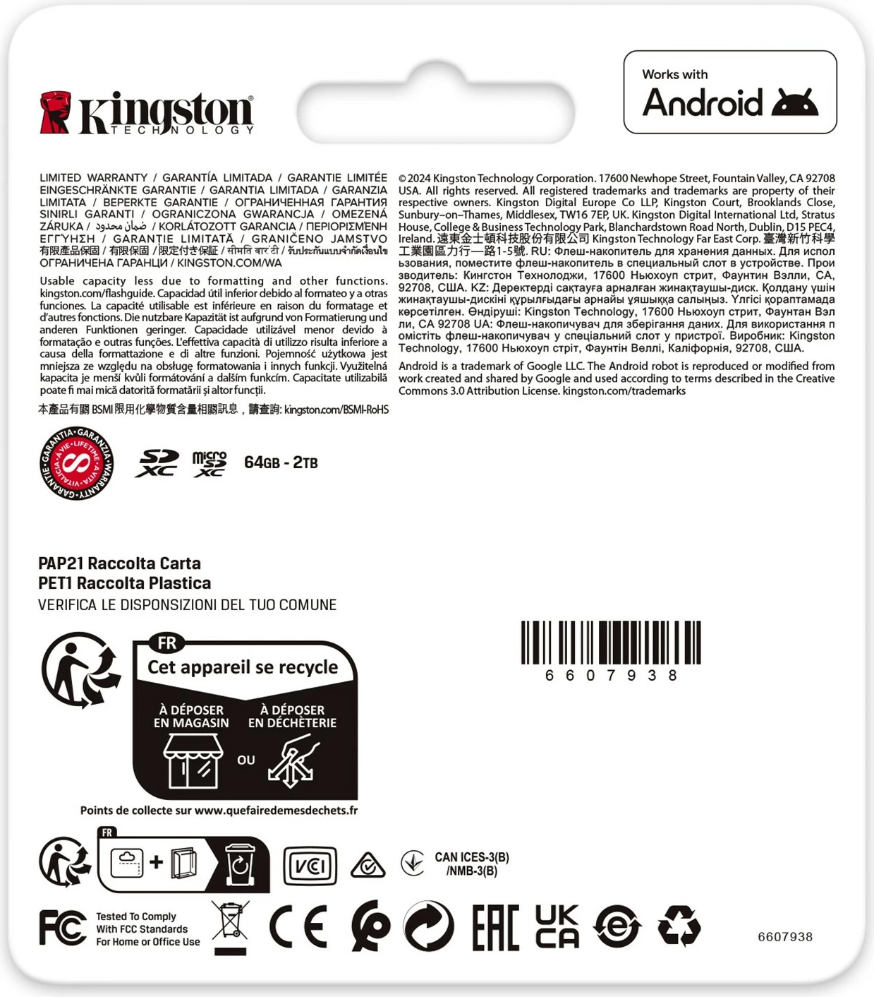 Kartelë microSD Kingston Canvas Go Plus 512GB, 200MB/s, me adapter, e zezë/turquoise