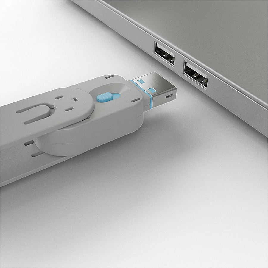 Portashlës USB Type-A Lindy, set 4 copë, me çelës, gri/blu