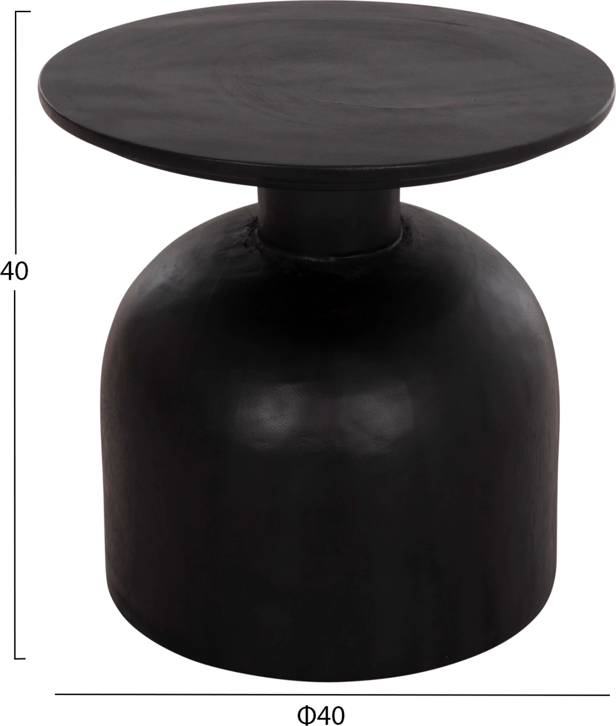 Tavolinë anësore rrethore PUMBE-s, dru suar i fortë, ngjyrë e zezë, FH9892.12, 40x40cm