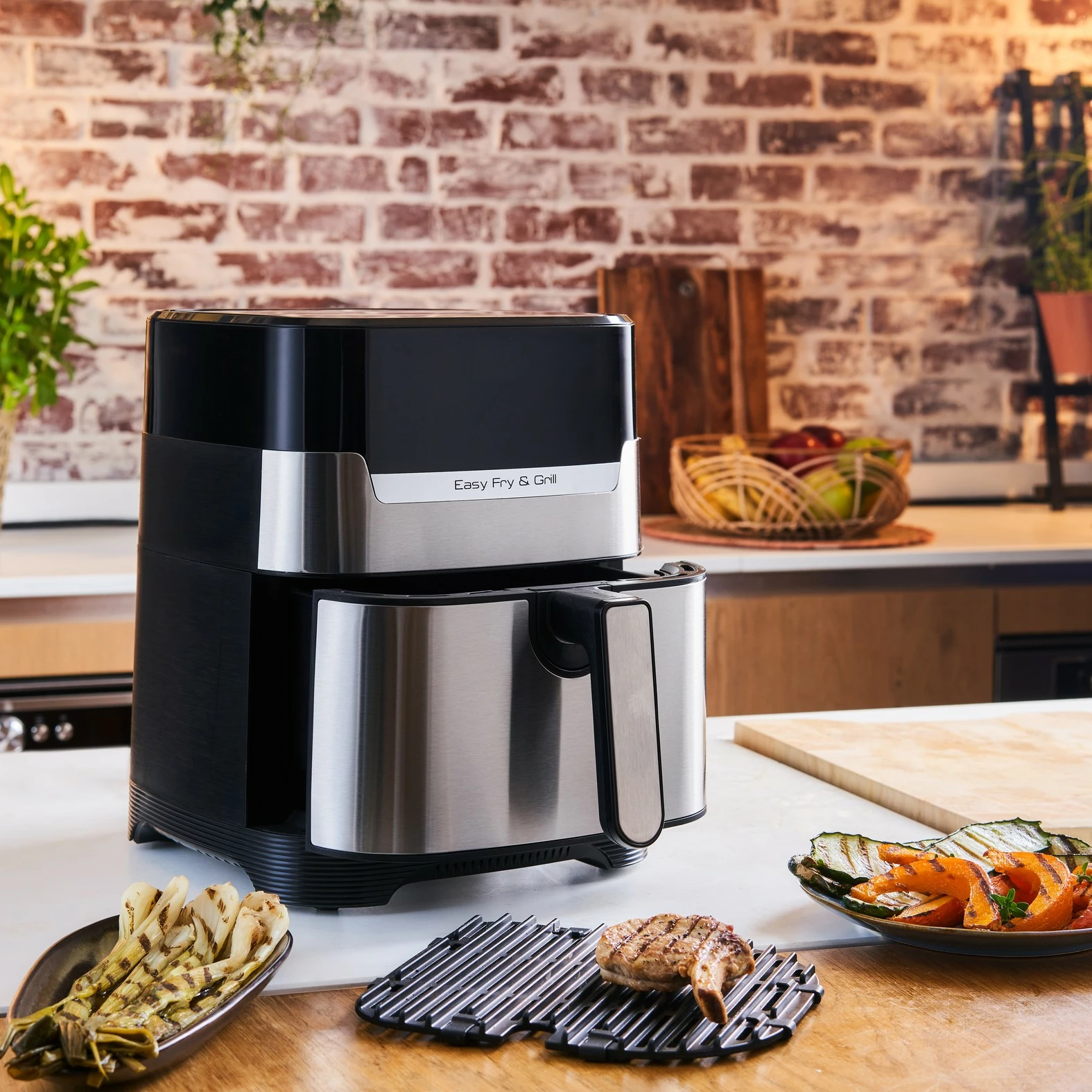 Fritezë me ajër të nxehtë Tefal Easy Fry & Grill EY505D, 4.2 L, çelik inox