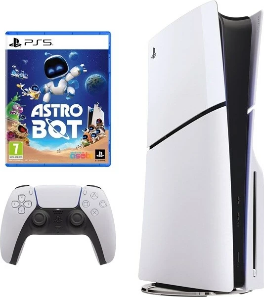 Konsolë lojërash Sony PlayStation 5 Slim me disk, 1TB, Astro Bot Bundle, Bardhë