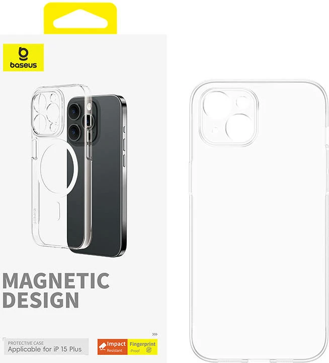 Mbështjellës magnetik për celular Baseus OS-Lucent Series për iPhone 15 Plus, transparent