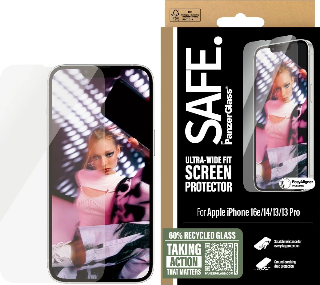 Mbështjellës ekran PanzerGlass për iPhone 16e/14/13/13 Pro, transparent