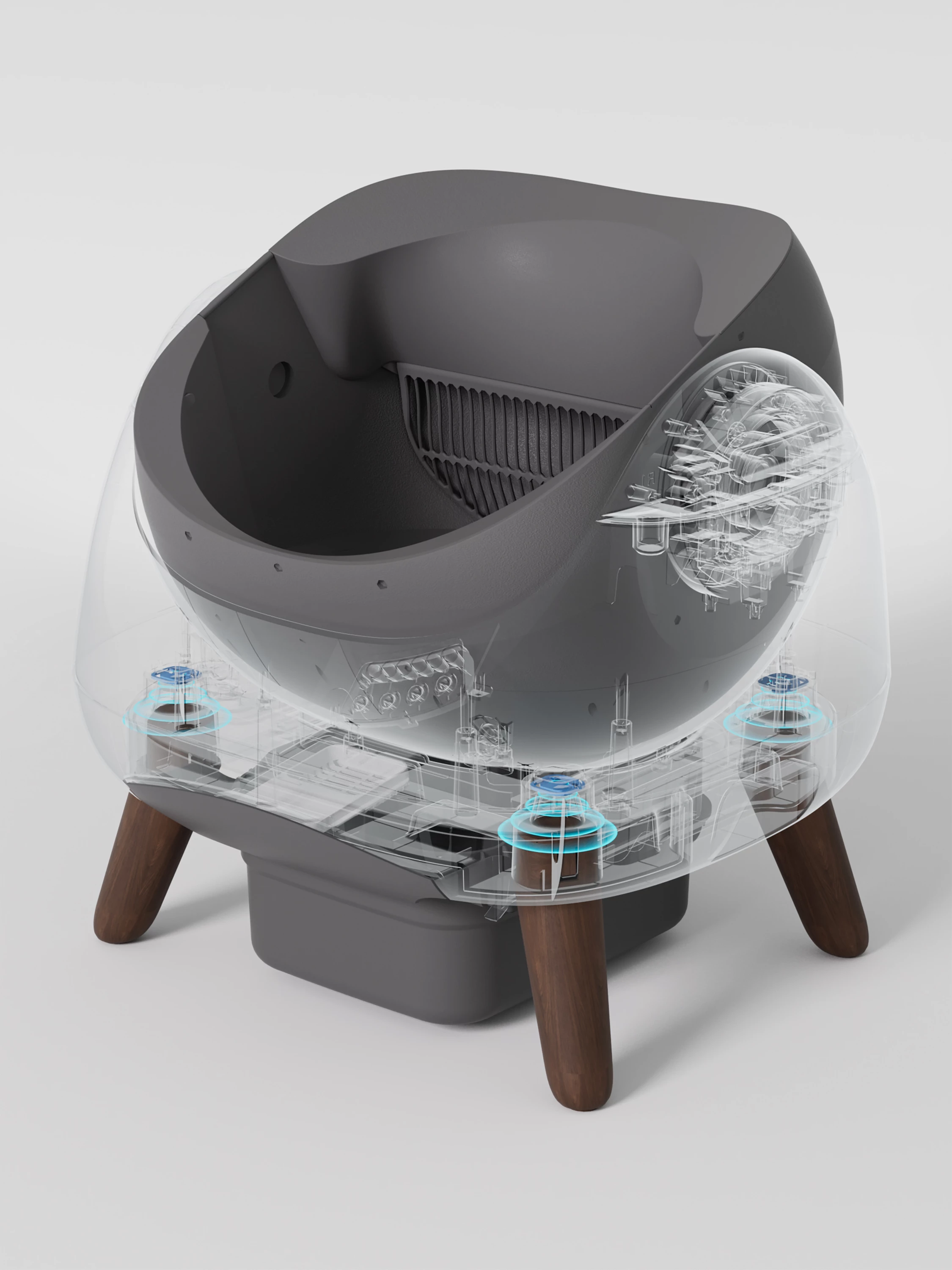 kuti inteligjente për rërë mace CATLINK Open X C08 Scooper, kontroll me aplikacion, Wi‑Fi 2.4/5 GHz, 12 L kontejner mbeturinash, e bardhë