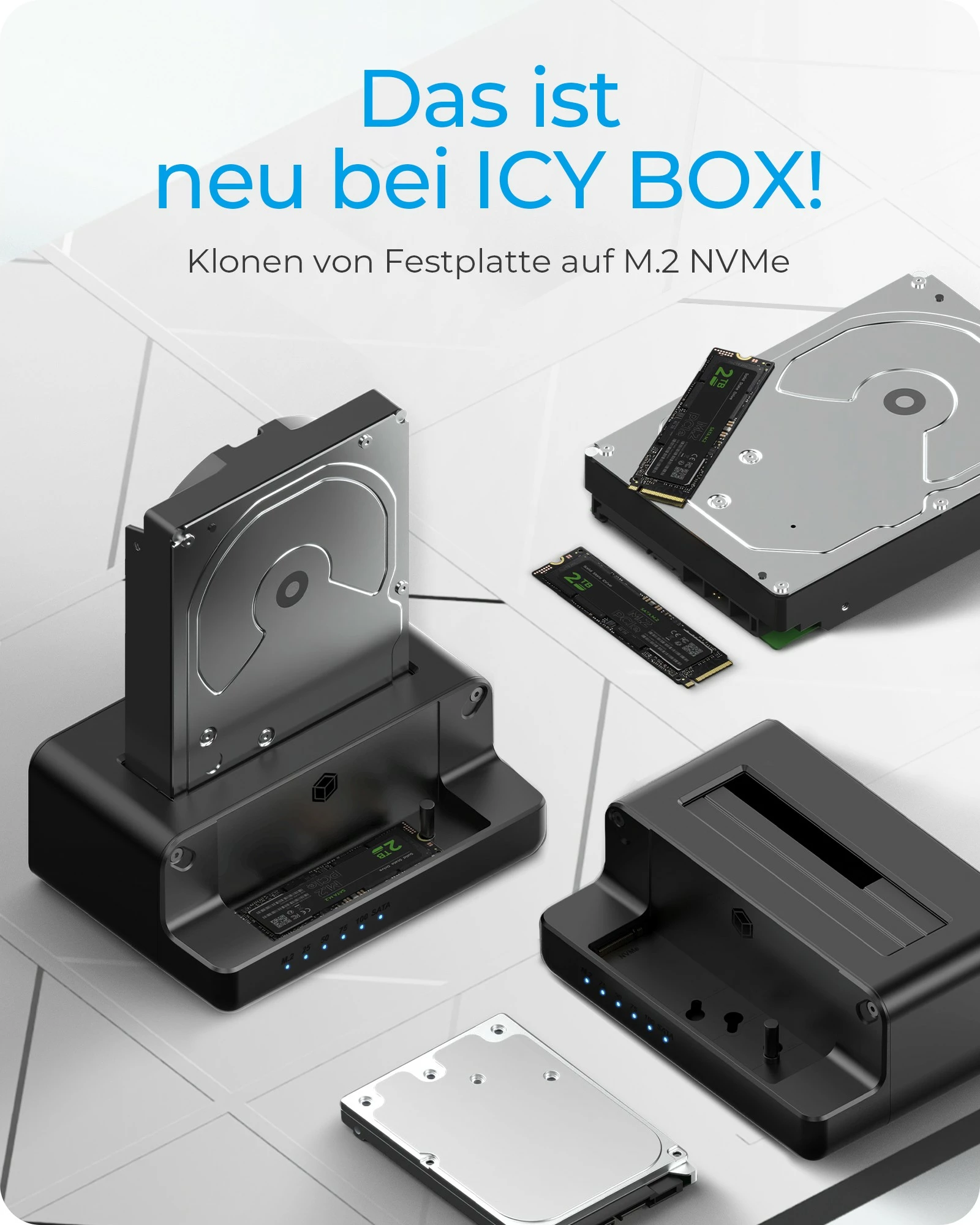 Kasë e jashtme ICY BOX IB-2914MSCL-C31, për HDD/SSD 2.5/3.5/M.2, USB 3.2 Gen 2, e zezë