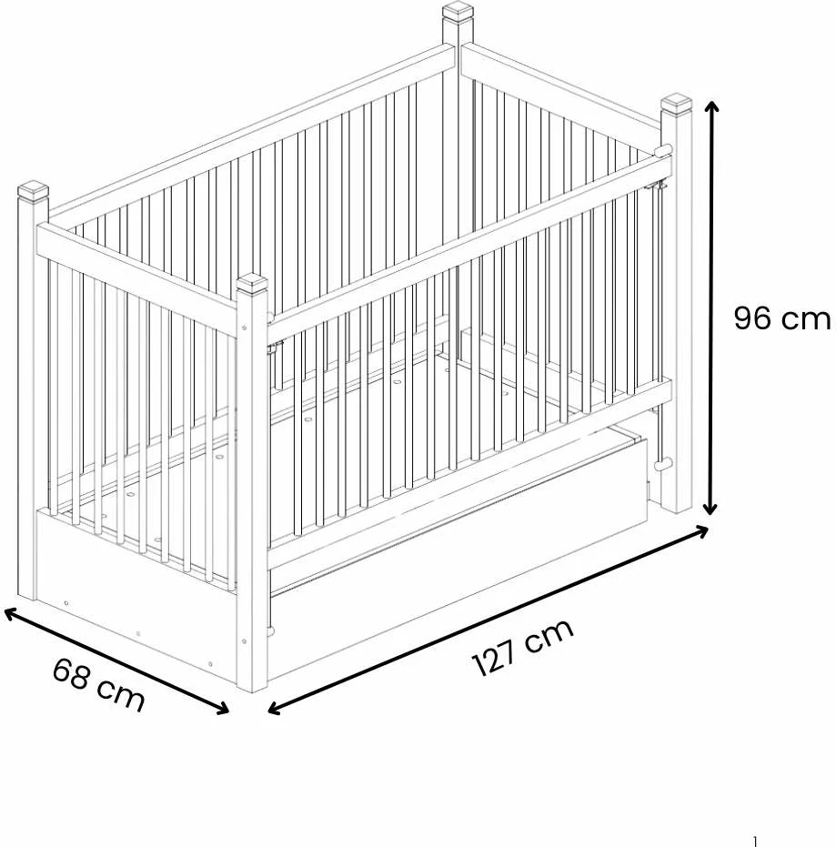 Djep për fëmijë, ngjyrë gri, Skye Decor, Elegance