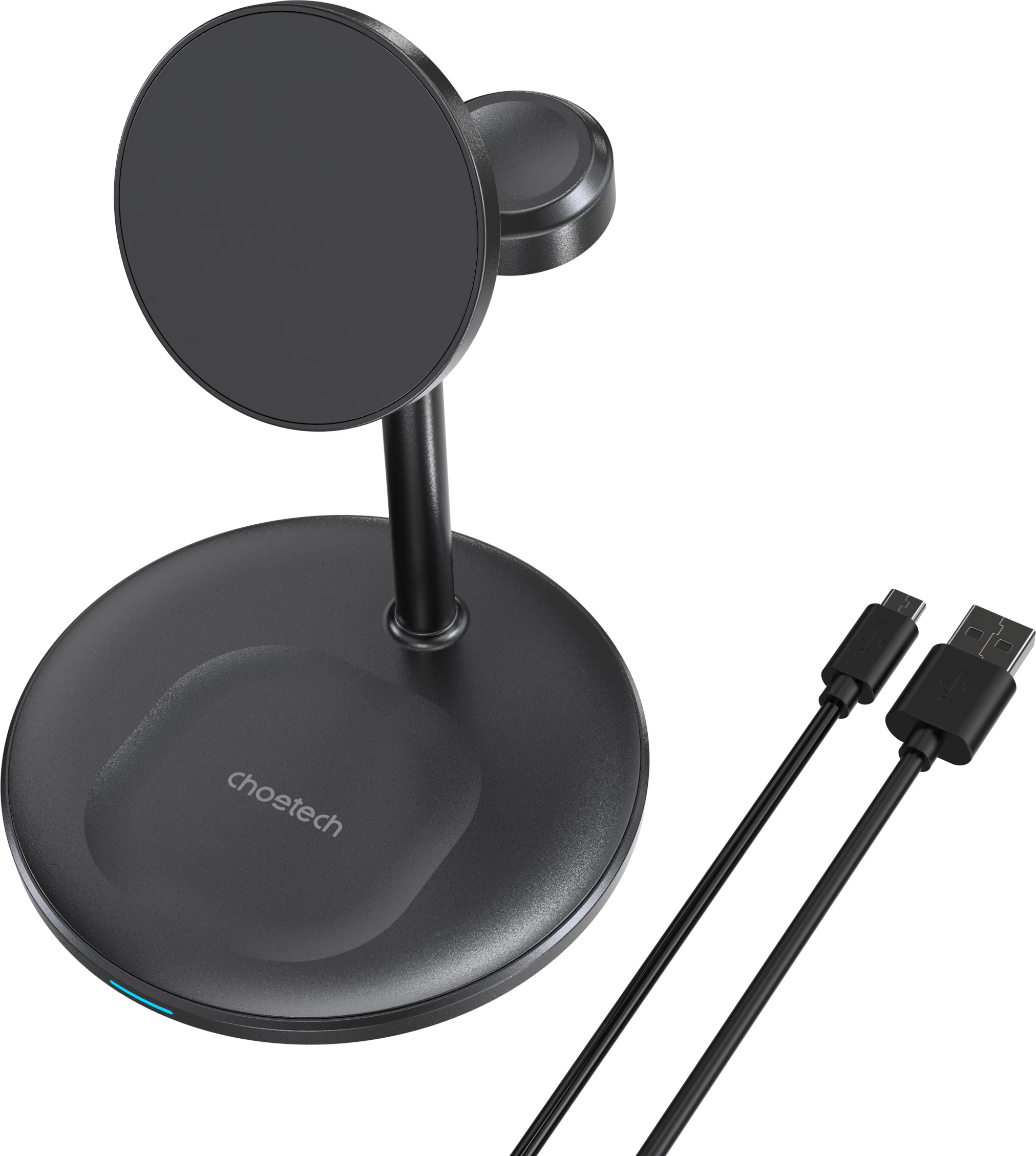 Stacion karikimi wireless 3-në-1 Choetech T585-F për iPhone 12/13/14, AirPods Pro dhe Apple Watch, USB-C, 15W, Zi
