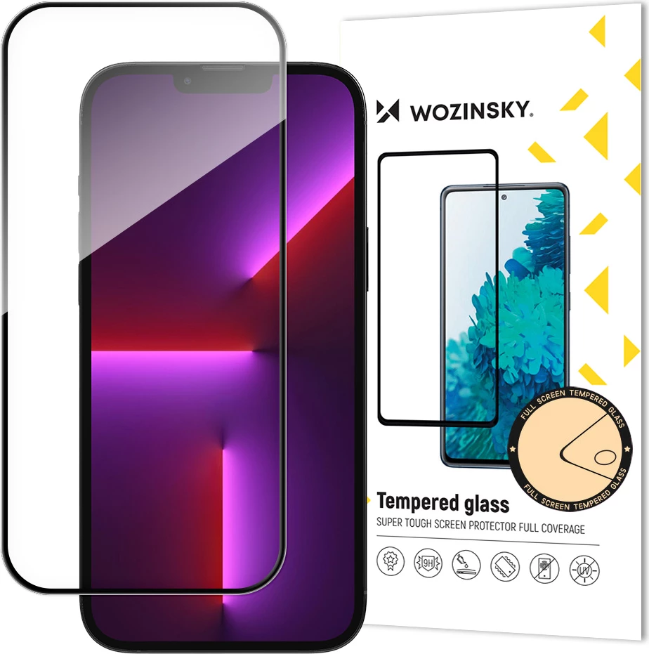 Xham mbrojtës Wozinsky Full Glue për iPhone 14 Pro, me kornizë, Zi