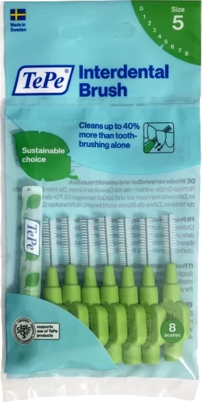 Furça interdentale TePe Original 0.8mm, 8 copë, gjelbër