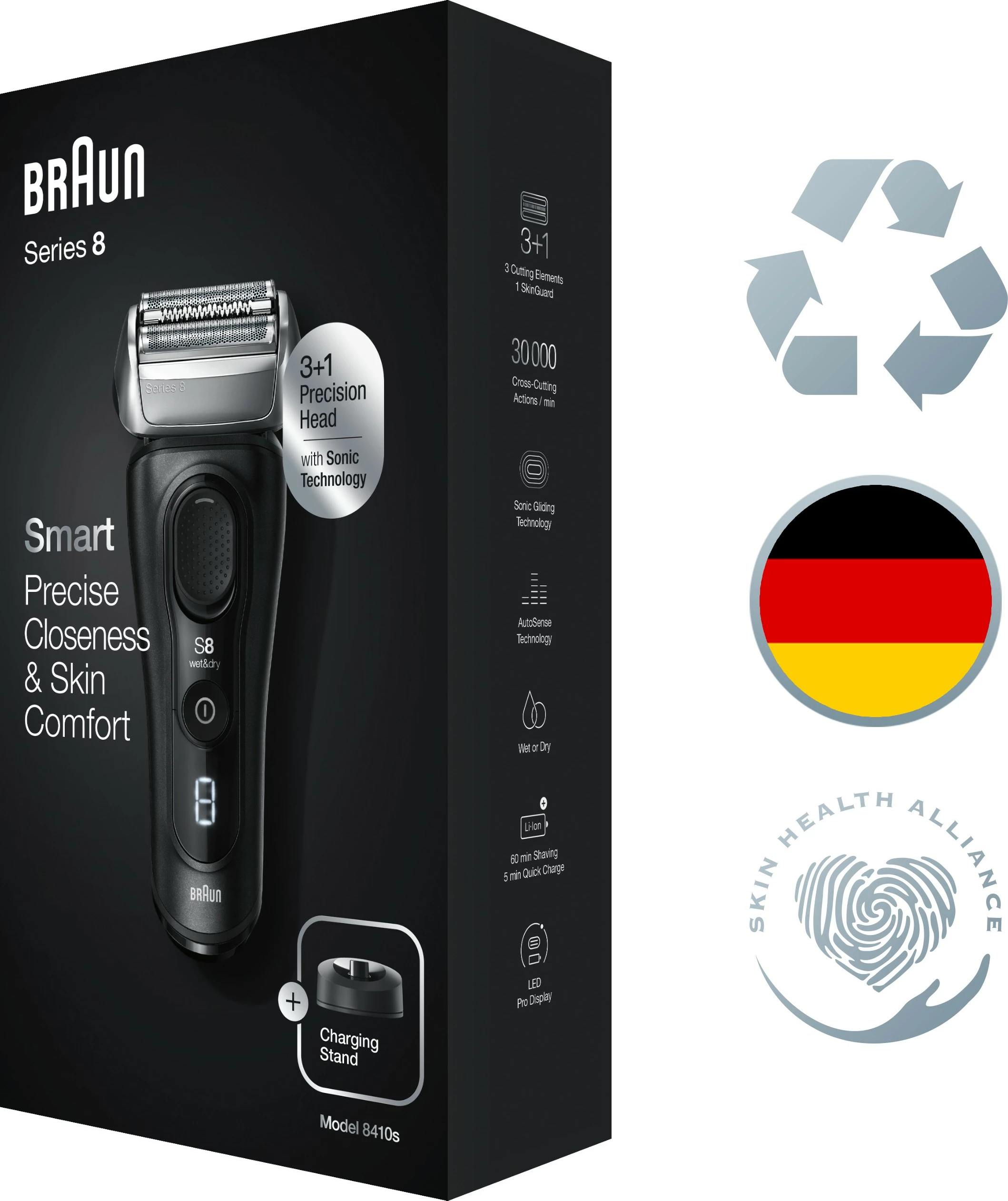 Makinë rroje Braun Series 8 81747473, LED, Bateri, E zezë
