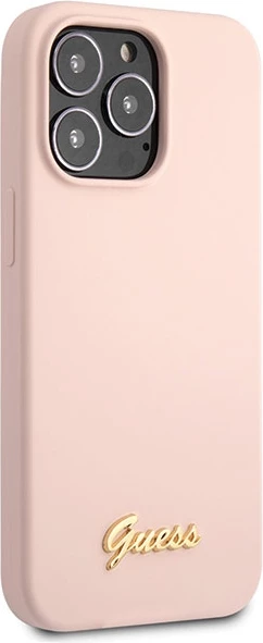 Mbështjellës Guess GUHCP13XLSLMGLP për iPhone 13 Pro Max 6.7", silikon, rozë e çelur