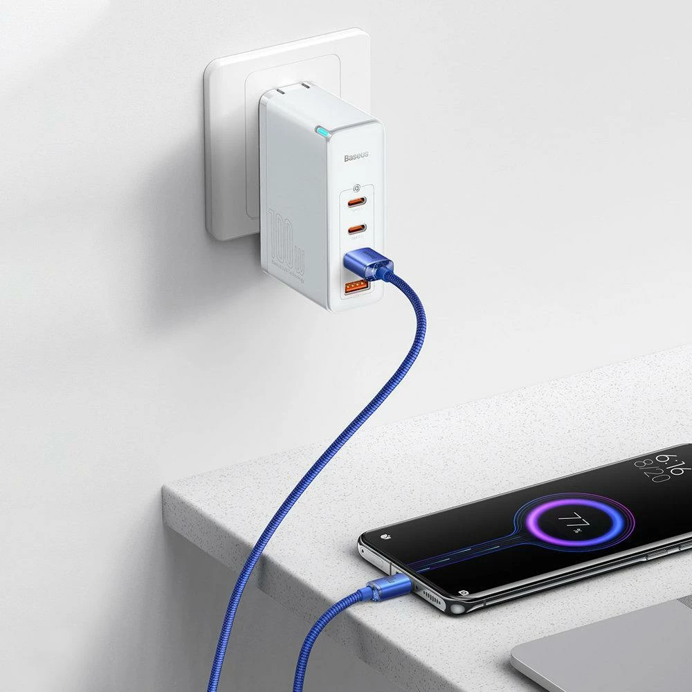 Kabllo USB-A në USB-C Baseus Crystal Shine CAJY000503 2m 100W Blu