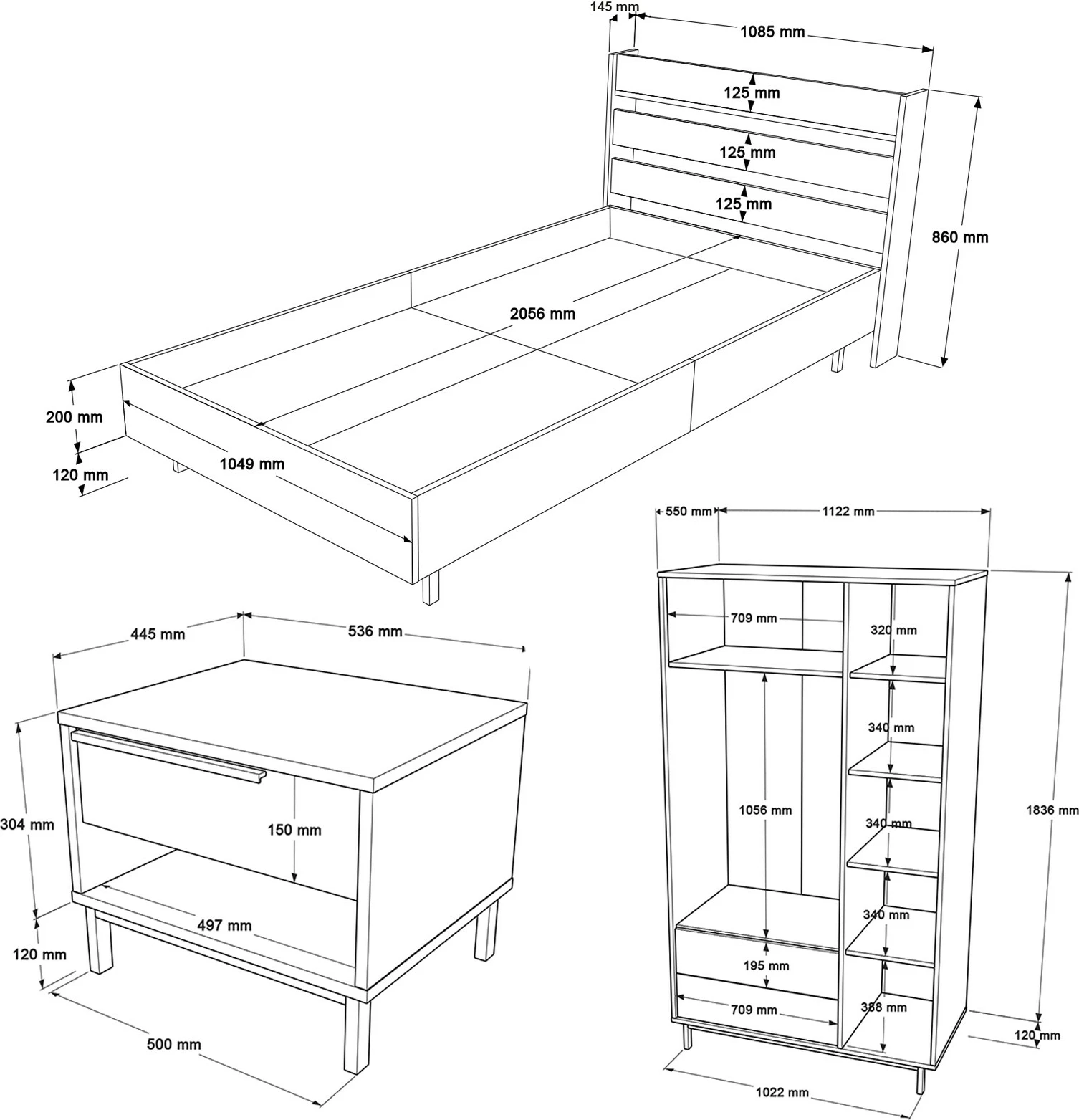 Set dhome për të rinj Skye Decor, ngjyrë lisi, ON23-SU