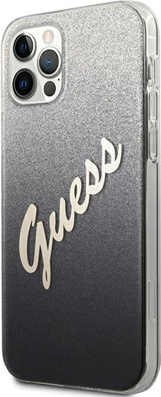 Mbështjellës Guess GUHCP12LPCUGLSBK për iPhone 12 Pro Max 6.7", Glitter Gradient, zi