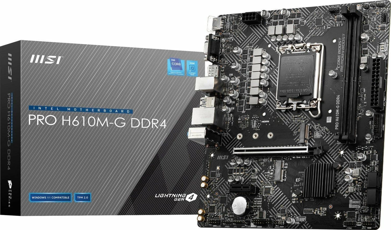 Pllakë amë MSI PRO H610M-G DDR4, 64GB max, e zezë