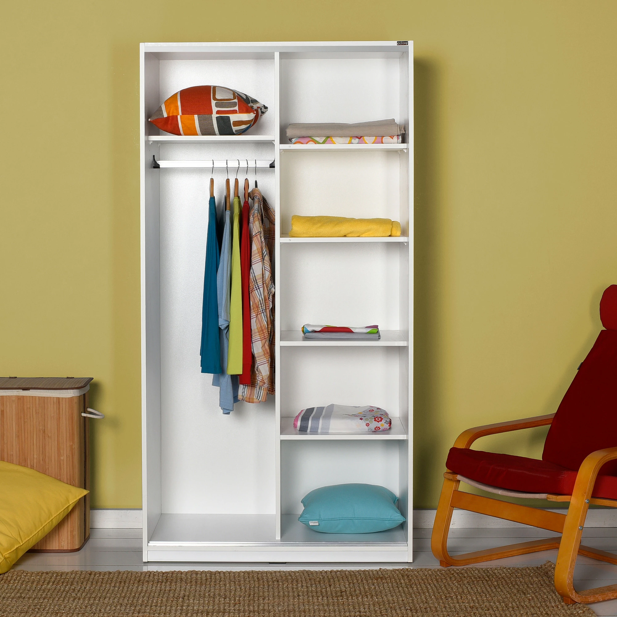 Dollap me dyer rrëshqitëse, ngjyrë e bardhë, Hanah Home, SWD-436-BB-2