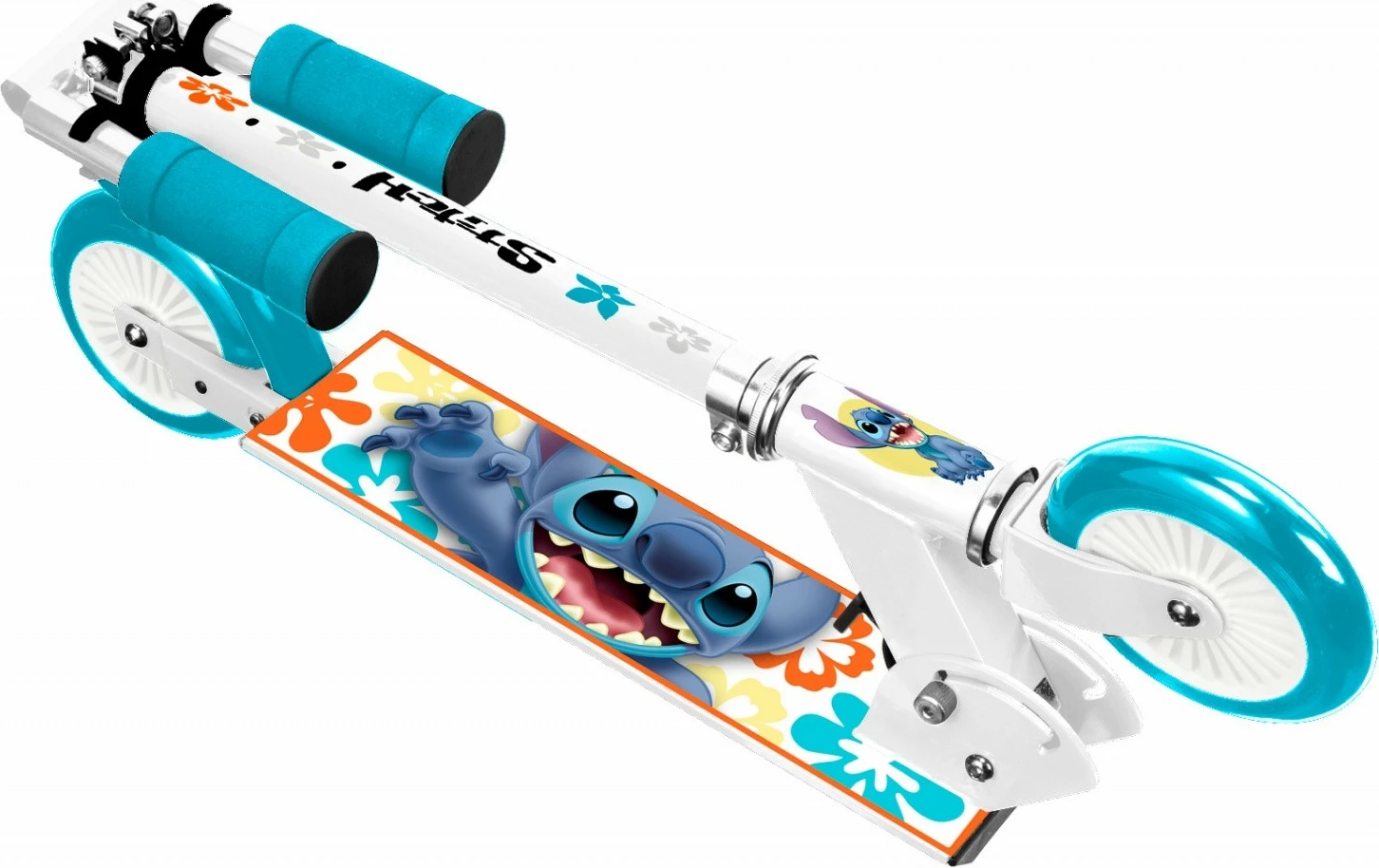 Trotinet për fëmijë Pulio Stamp Scooter 2-wheel Stitch, Lilo & Stitch, alumini, turquoise/bardhë