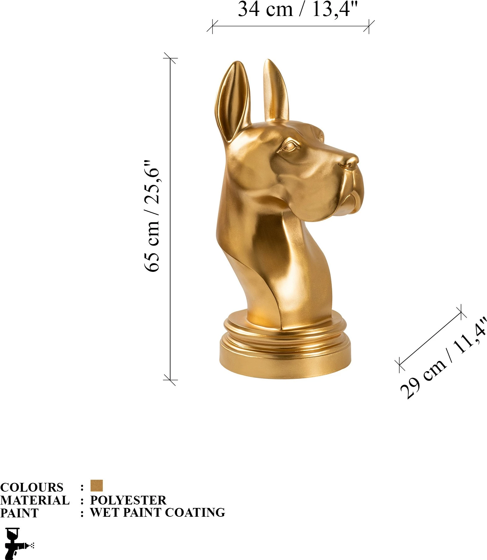 Objekt dekorativ Danua Dog, ngjyrë ari, Evila Originals, 29x34x65cm