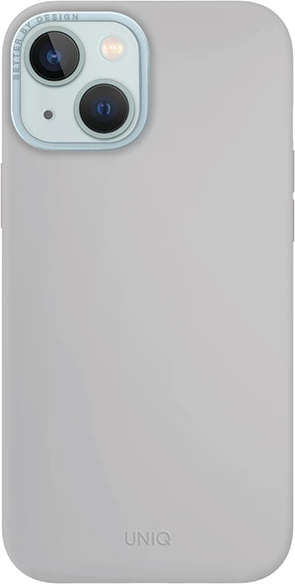 Mbështjellës UNIQ Lino Hue Magclick për iPhone 15, silikon, gri e çelët