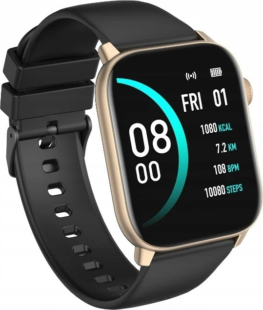 Smartwatch oromed ORO SMART FIT 6, ekran 1.69", matje rrahje zemre dhe oksigjen, IP68, i zi me kornizë të artë